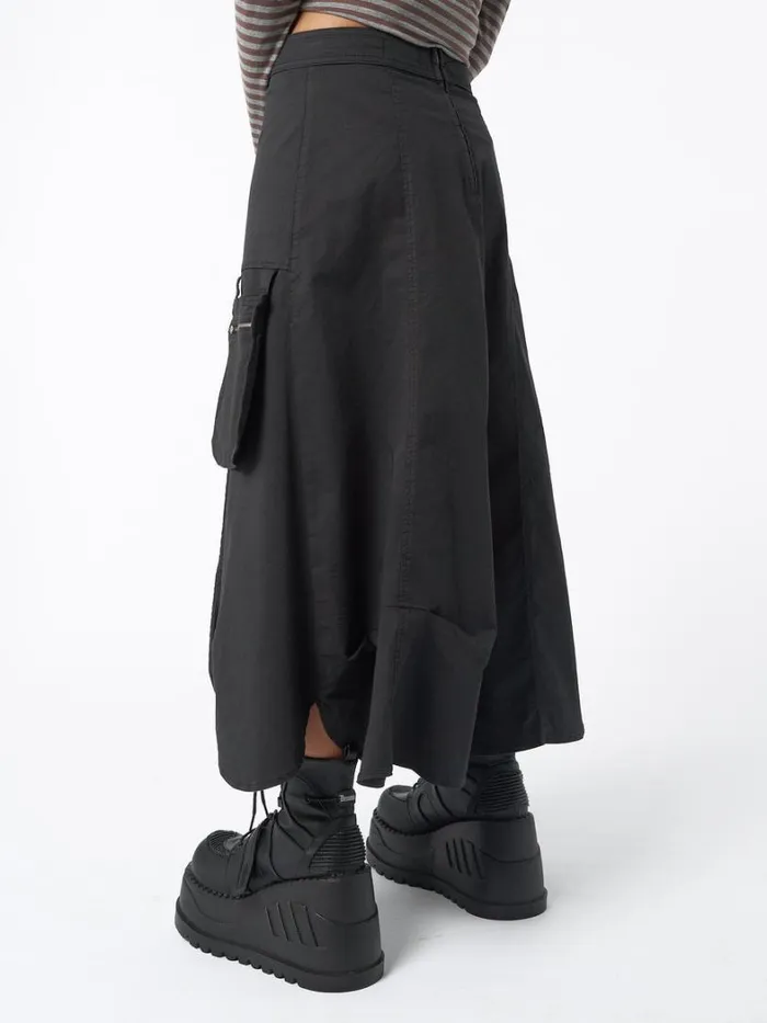 Clothing Minga London Skirts Lexi Black Tech Cargo Maxi Skirt