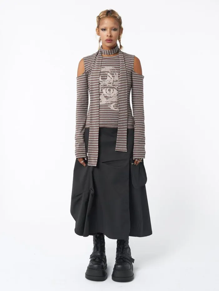 Clothing Minga London Skirts Lexi Black Tech Cargo Maxi Skirt