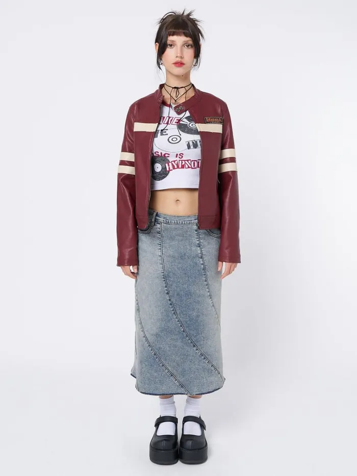 Clothing Minga London Skirts Lizzie Flared Denim Midi Skirt