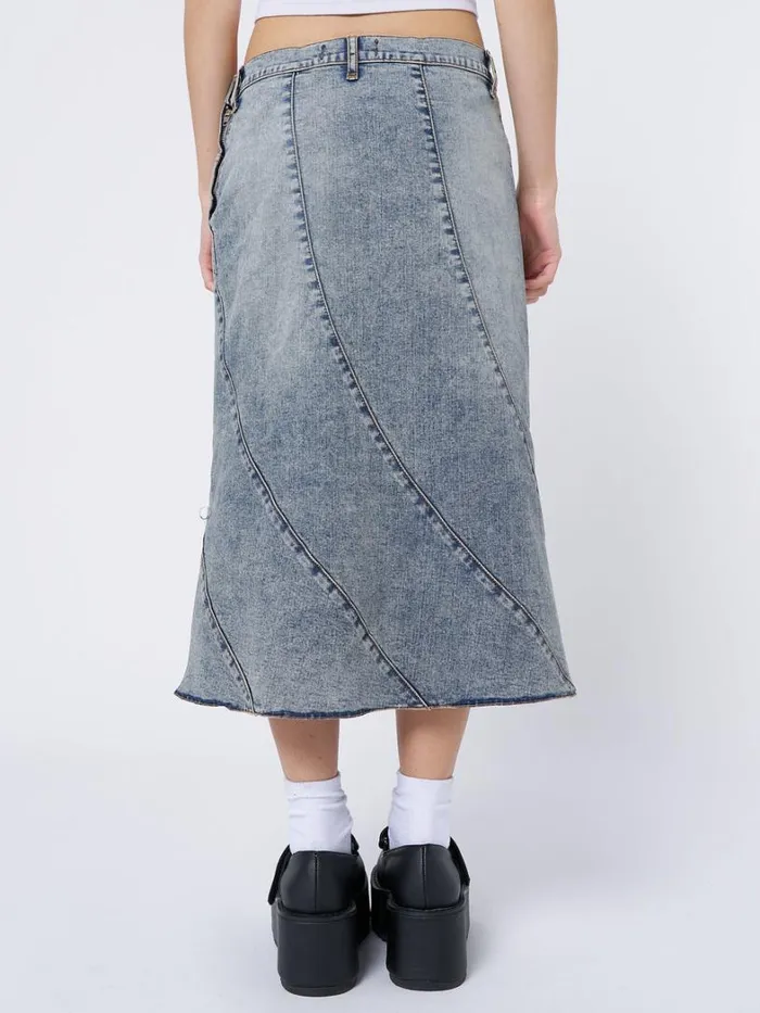 Clothing Minga London Skirts Lizzie Flared Denim Midi Skirt
