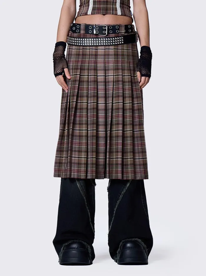 Clothing Minga London Skirts Nenna Pleated Tartan Midi Skirt