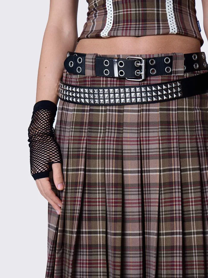 Clothing Minga London Skirts Nenna Pleated Tartan Midi Skirt