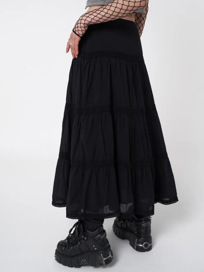 Clothing Minga London Skirts Raven Ruffle Lace Maxi Skirt