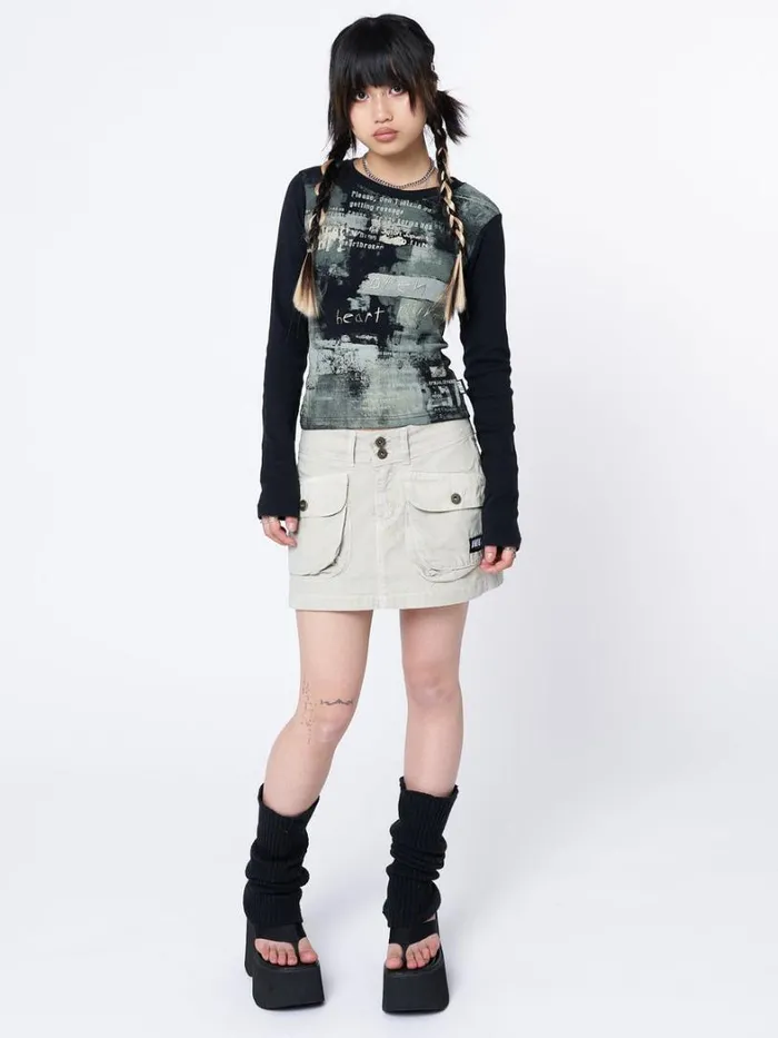 Clothing Minga London Skirts Shay Beige Cargo Mini Skirt
