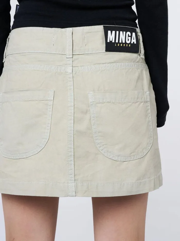 Clothing Minga London Skirts Shay Beige Cargo Mini Skirt