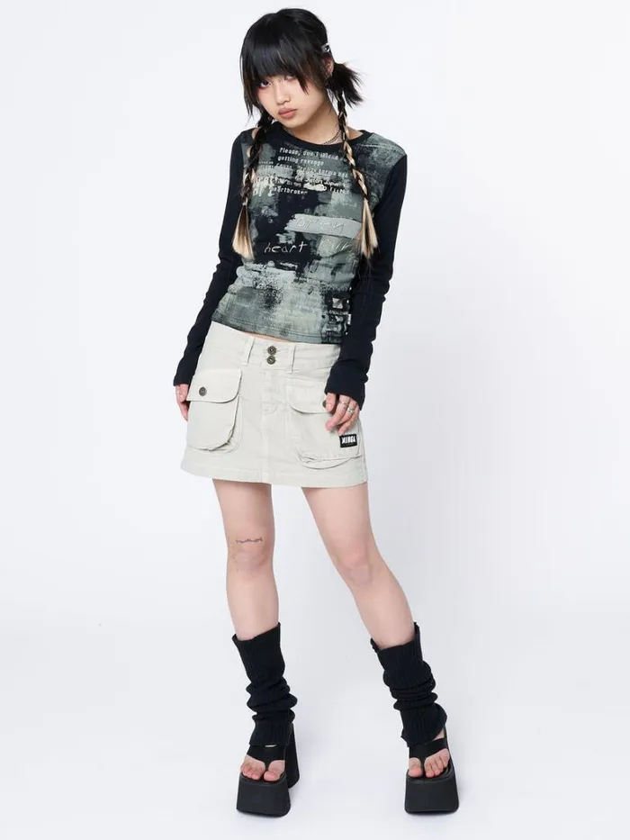 Clothing Minga London Skirts Shay Beige Cargo Mini Skirt