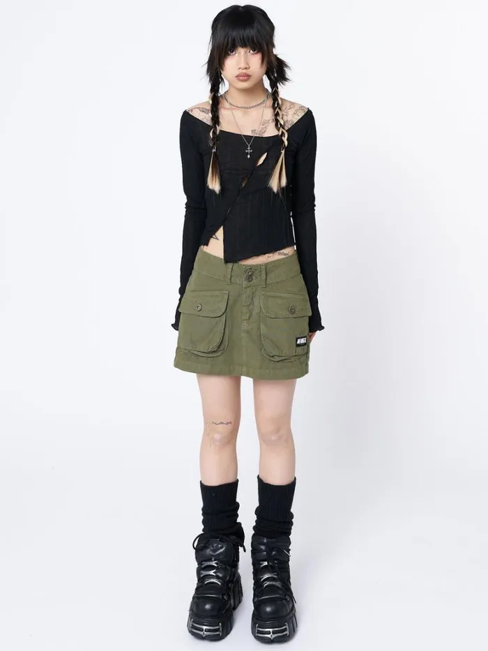 Clothing Minga London Skirts Shay Green Cargo Mini Skirt