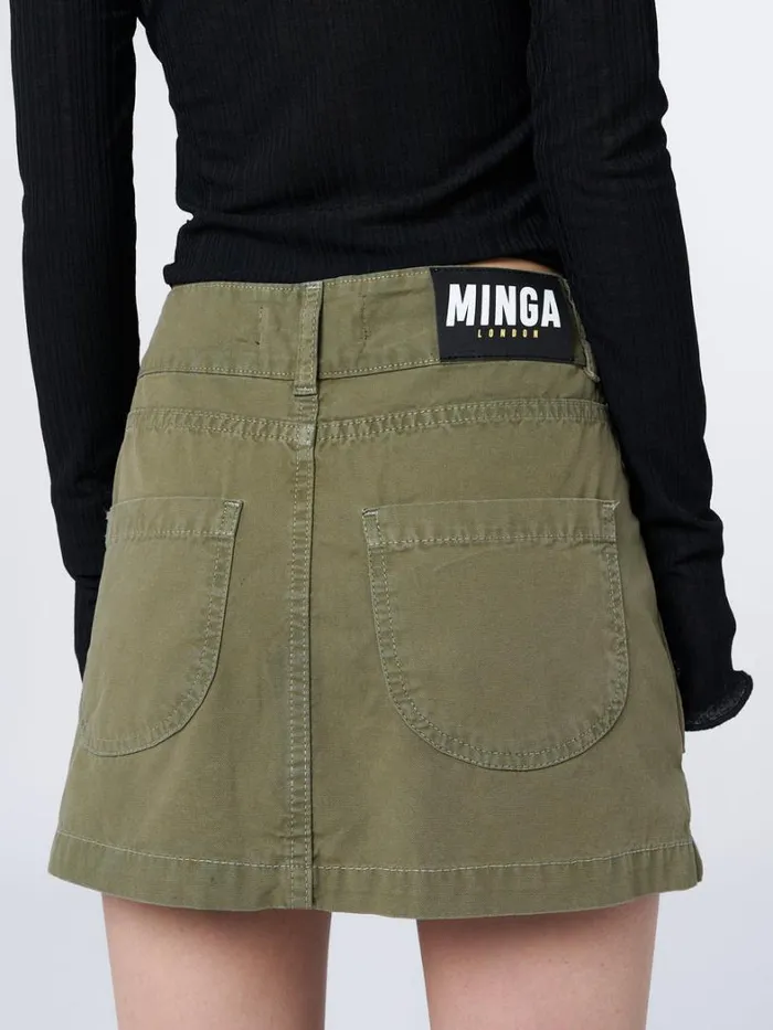 Clothing Minga London Skirts Shay Green Cargo Mini Skirt