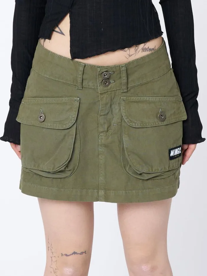 Clothing Minga London Skirts Shay Green Cargo Mini Skirt