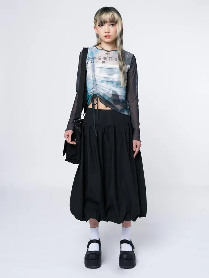 Clothing Minga London Skirts Suya Black Bubble Midi Skirt