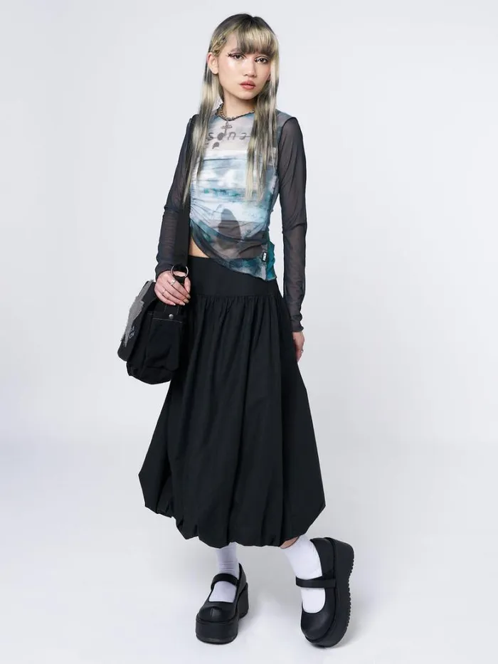Clothing Minga London Skirts Suya Black Bubble Midi Skirt