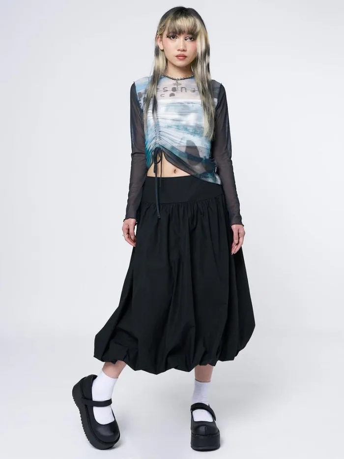 Clothing Minga London Skirts Suya Black Bubble Midi Skirt