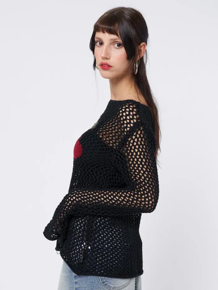 Clothing Minga London Sweaters Cerise Open Knit Jumper