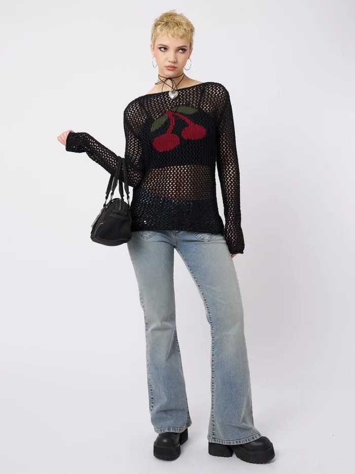 Clothing Minga London Sweaters Cerise Open Knit Jumper