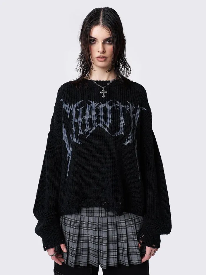 Clothing Minga London Sweaters Chaotic Distressed Knit Jumper