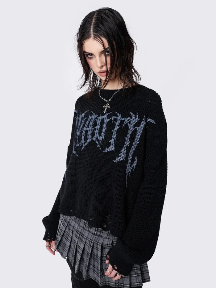 Clothing Minga London Sweaters Chaotic Distressed Knit Jumper
