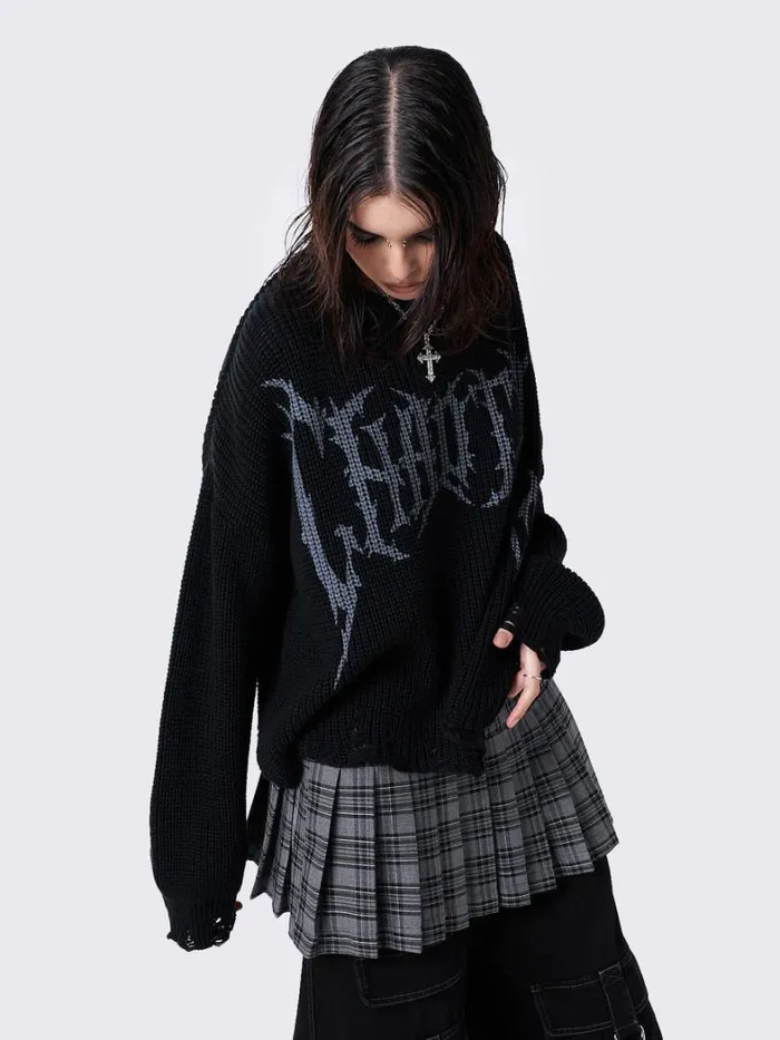 Clothing Minga London Sweaters Chaotic Distressed Knit Jumper