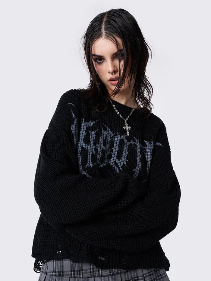 Clothing Minga London Sweaters Chaotic Distressed Knit Jumper