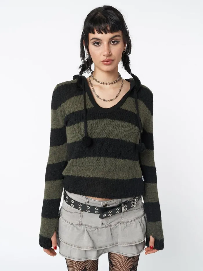 Clothing Minga London Sweaters Forest Stripes Knitted Hoodie