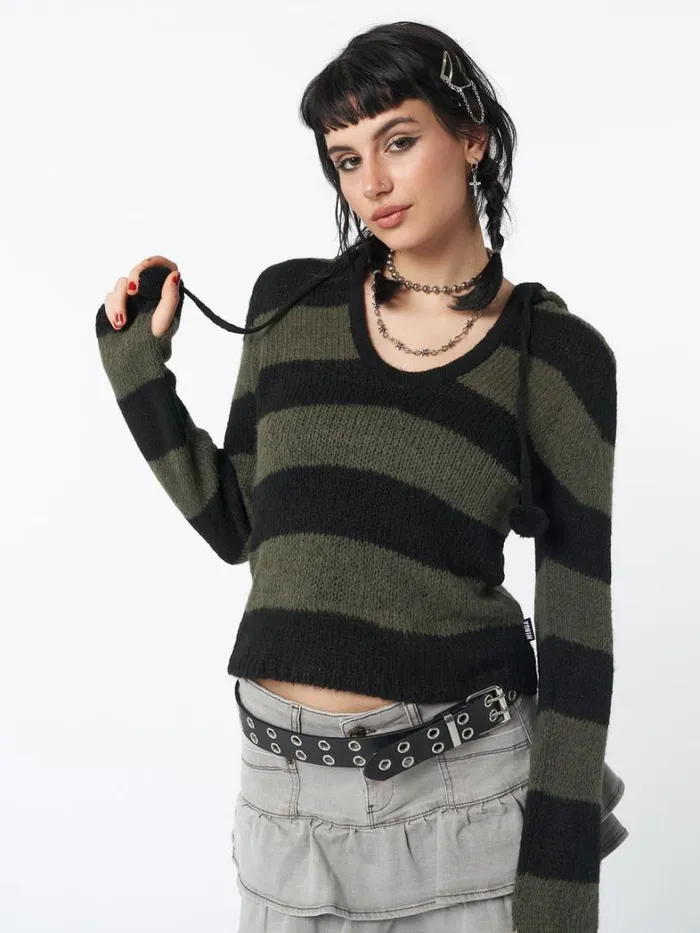 Clothing Minga London Sweaters Forest Stripes Knitted Hoodie