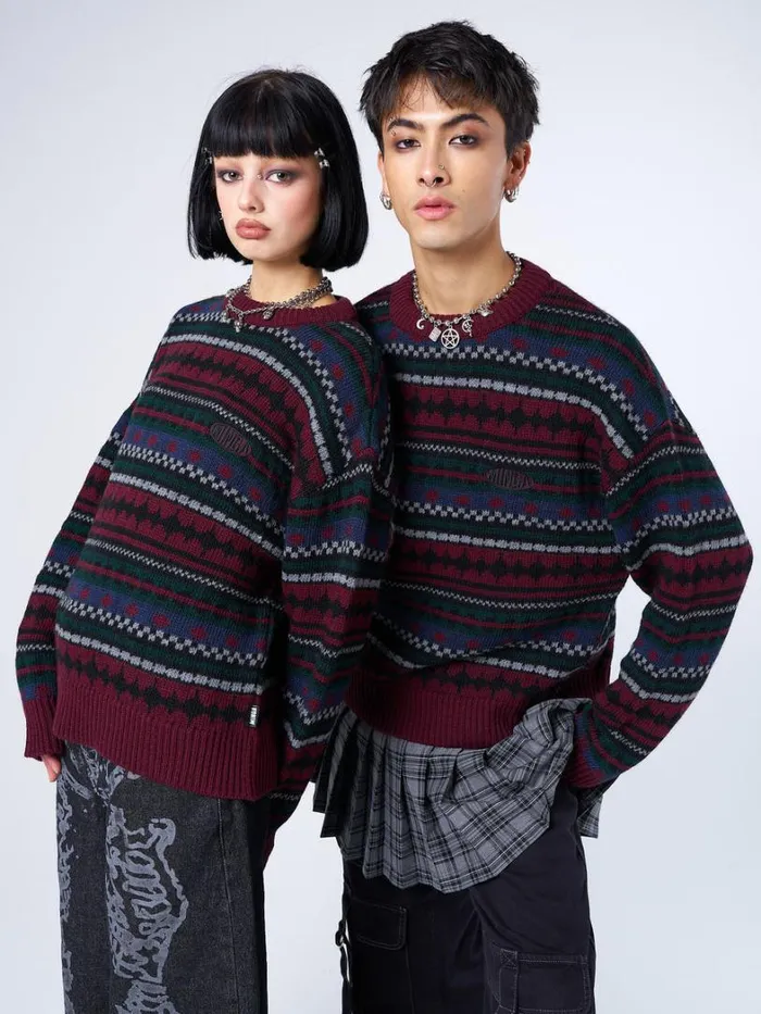 Clothing Minga London Sweaters Grandpa Jacquard Knit Jumper
