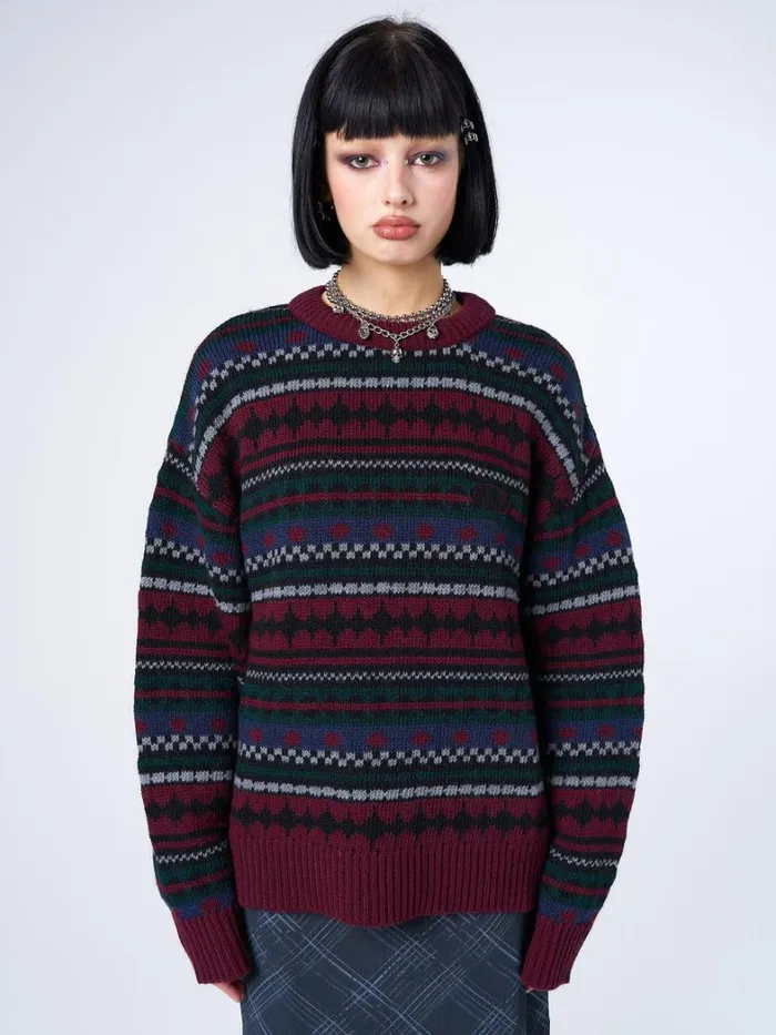 Clothing Minga London Sweaters Grandpa Jacquard Knit Jumper