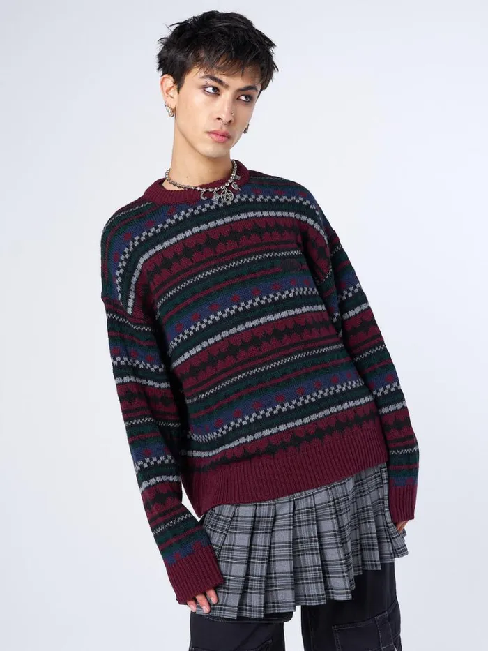 Clothing Minga London Sweaters Grandpa Jacquard Knit Jumper