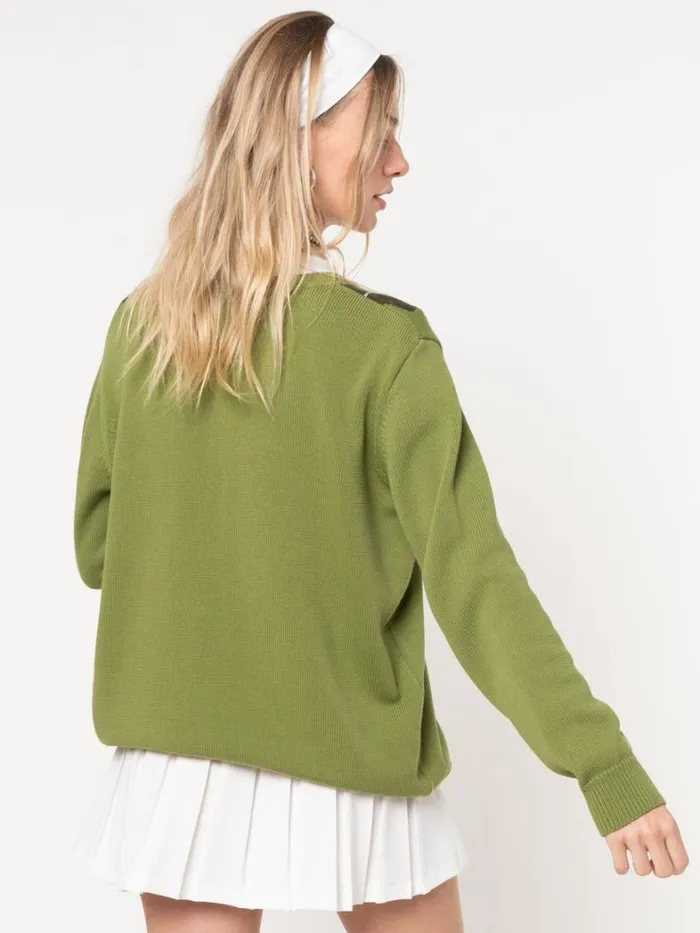 Clothing Minga London Sweaters Green Shades Argyle Knitted Jumper