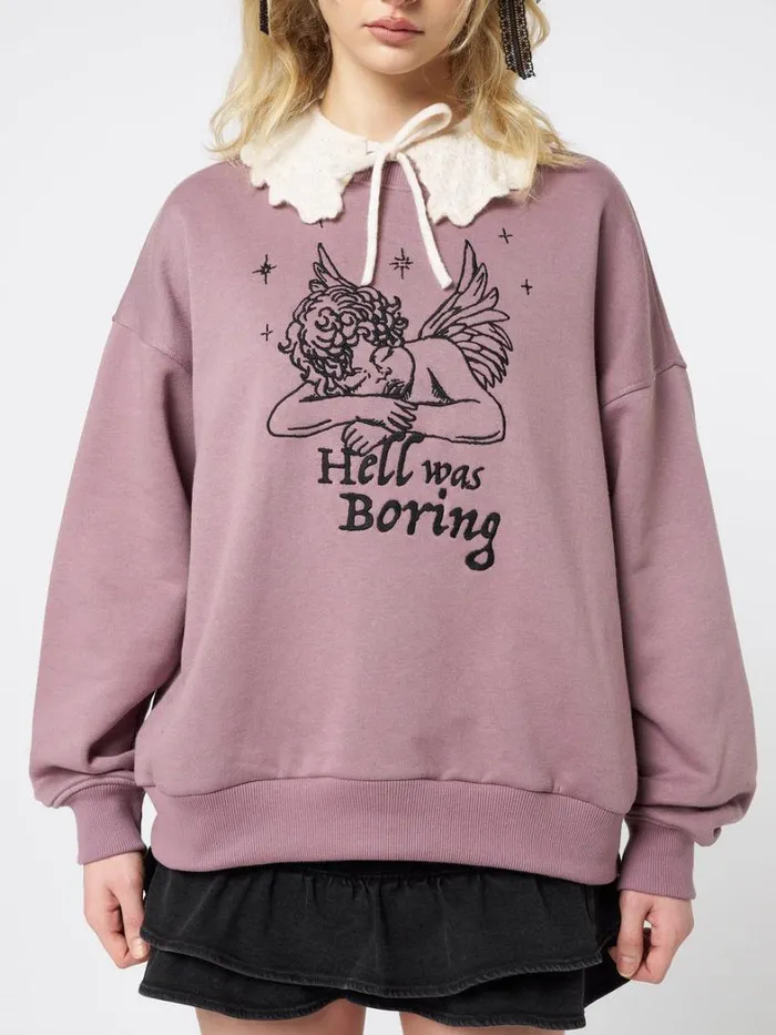 Clothing Minga London Sweatshirts Hell Was Boring Graphic Oversized Sweater