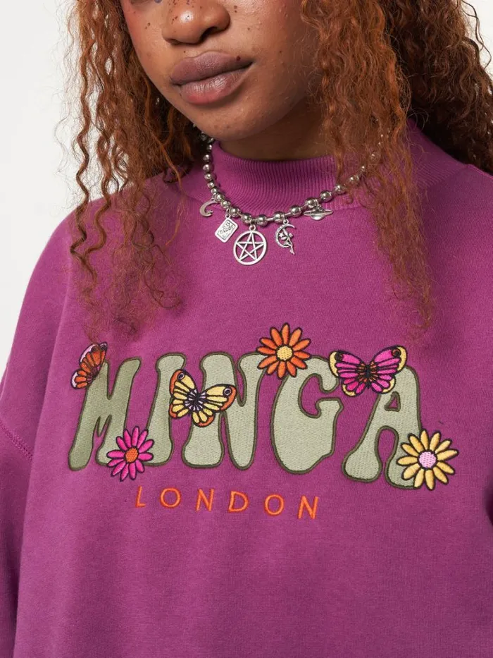 Clothing Minga London Sweatshirts Minga Flowers and Butterflies High Neck Sweater