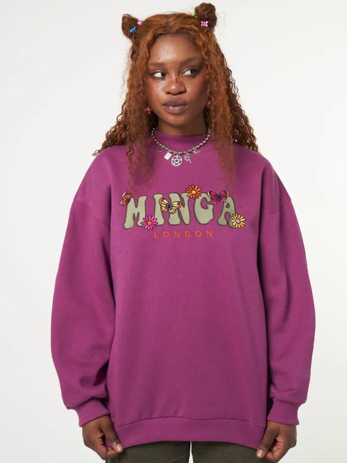 Clothing Minga London Sweatshirts Minga Flowers and Butterflies High Neck Sweater