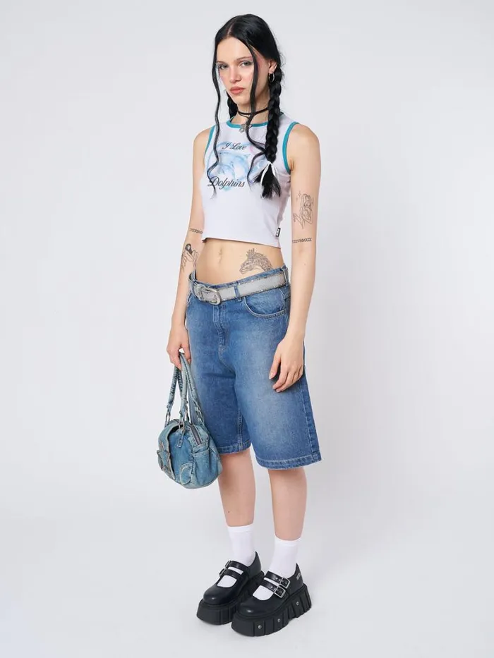 Clothing Minga London Tank Tops I Love Dolphins Print Vest Top