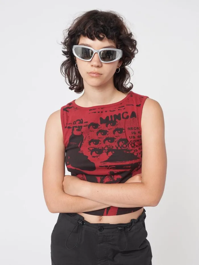 Clothing Minga London Tank Tops Power Red Graphic Vest Top