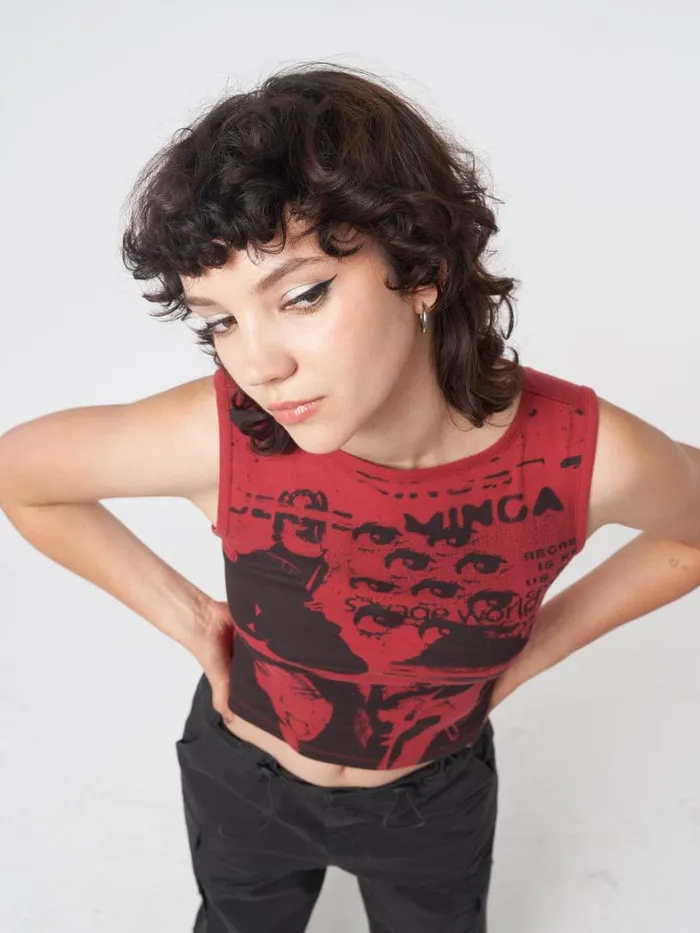 Clothing Minga London Tank Tops Power Red Graphic Vest Top