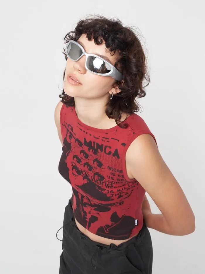 Clothing Minga London Tank Tops Power Red Graphic Vest Top
