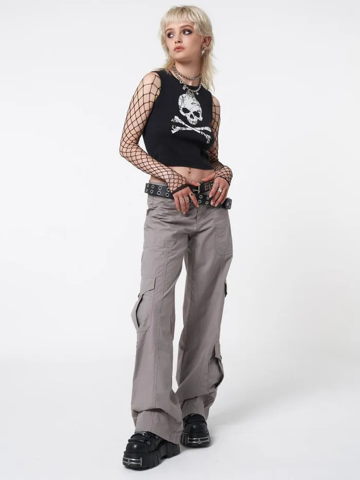 Clothing Minga London Tank Tops Skull Crossbones Black Vest Top