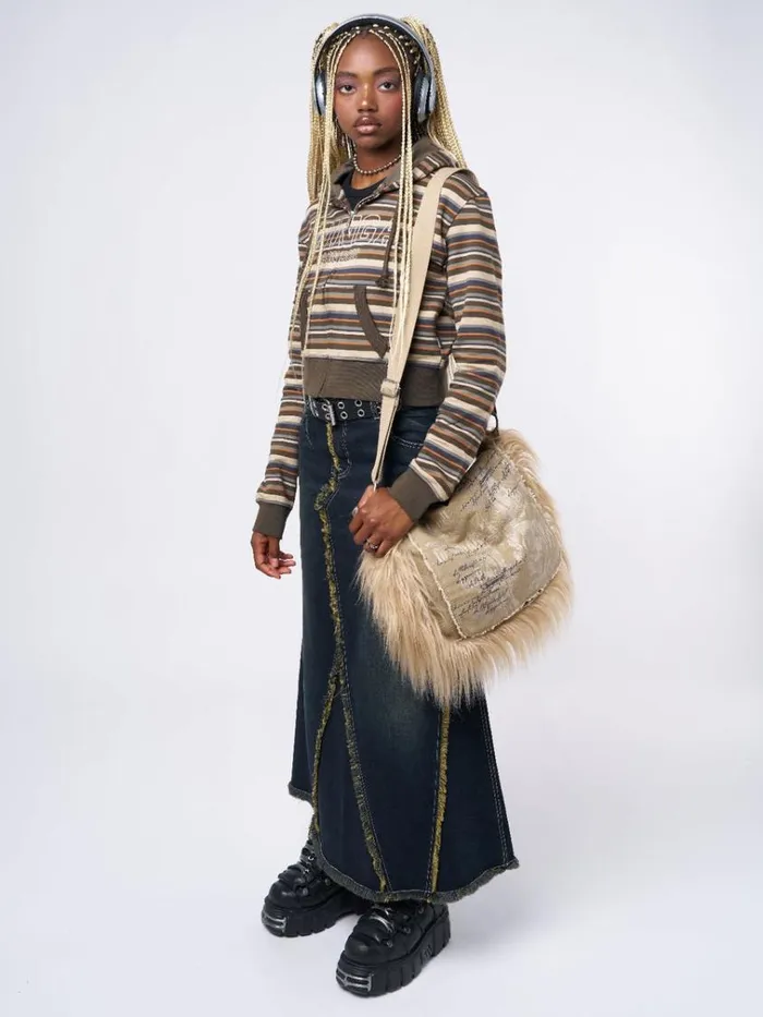 Clothing Minga Striped Cropped Zip Up Hoodie Minga London Jackets