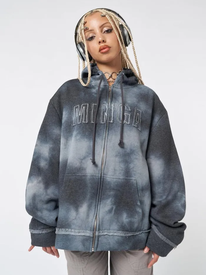 Clothing Minga Tie Dye Oversized Zip Up Hoodie Minga London Jackets