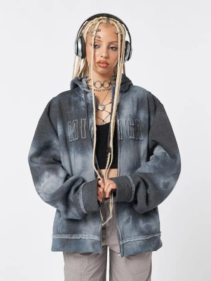 Clothing Minga Tie Dye Oversized Zip Up Hoodie Minga London Jackets