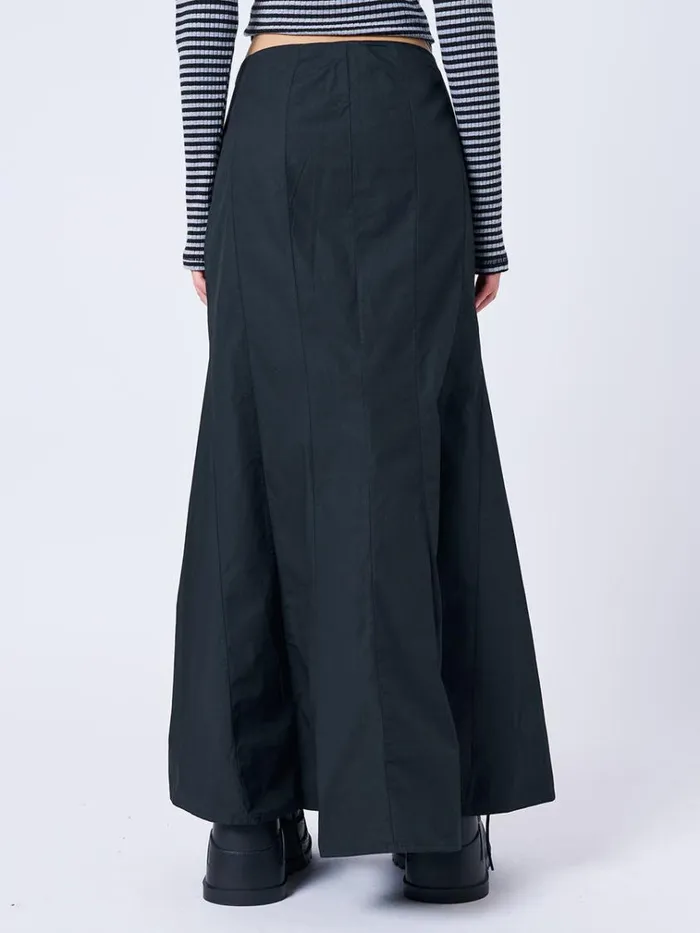 Clothing Morticia Black Ruched Maxi Skirt Minga London Skirts