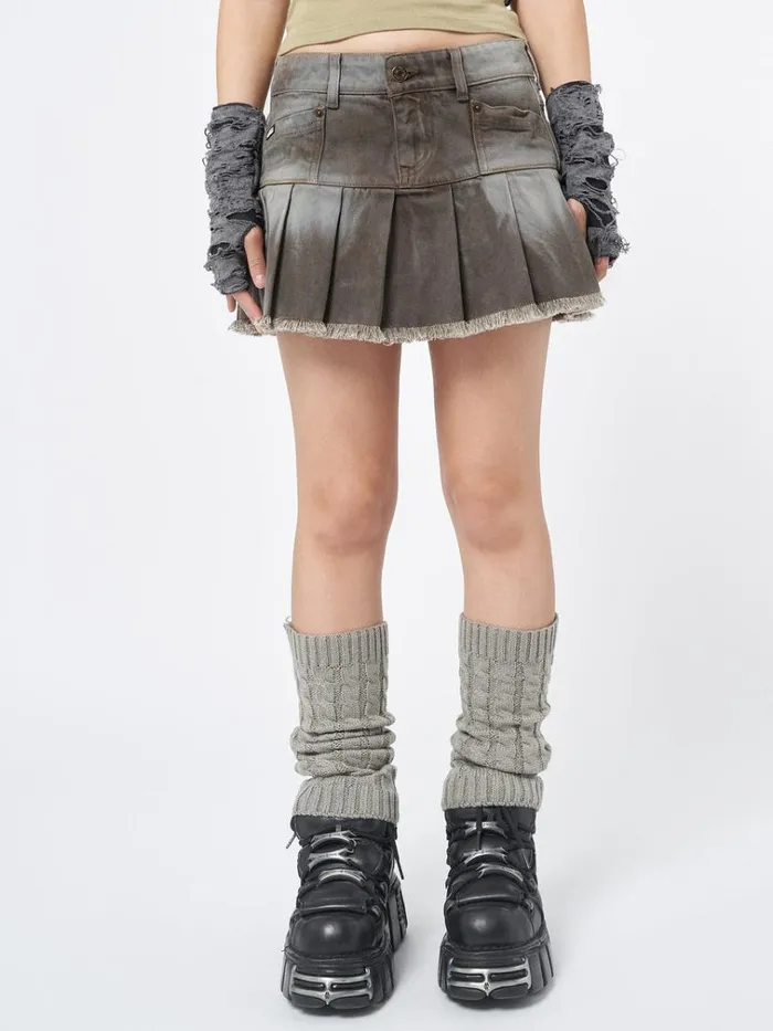 Clothing Nya Brown Pleated Mini Skirt Minga London Skirts