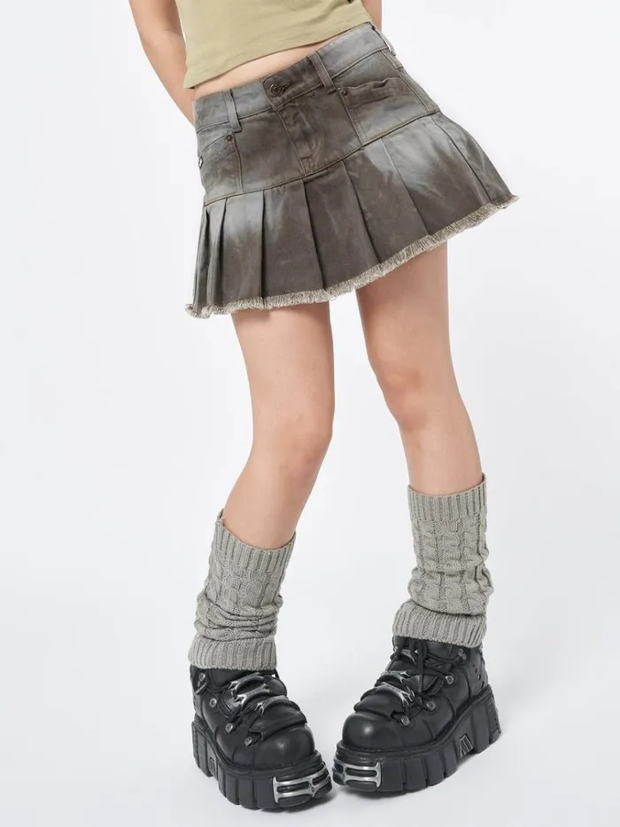 Clothing Nya Brown Pleated Mini Skirt Minga London Skirts