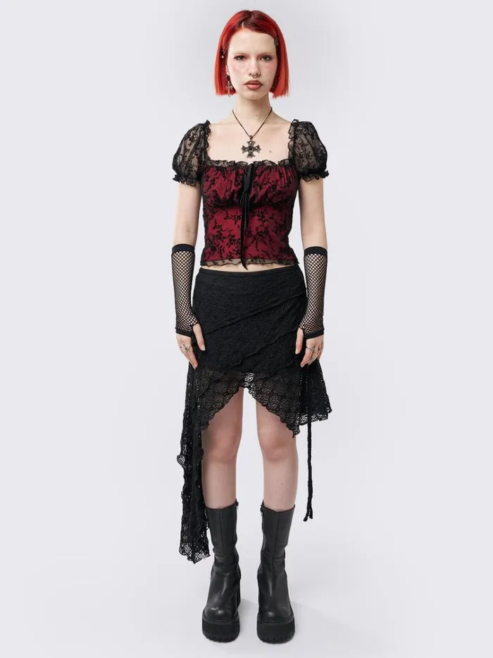 Clothing Odessa Floral Milkmaid Top Minga London Mesh Tops