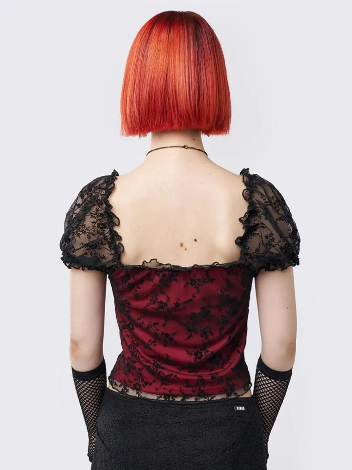 Clothing Odessa Floral Milkmaid Top Minga London Mesh Tops