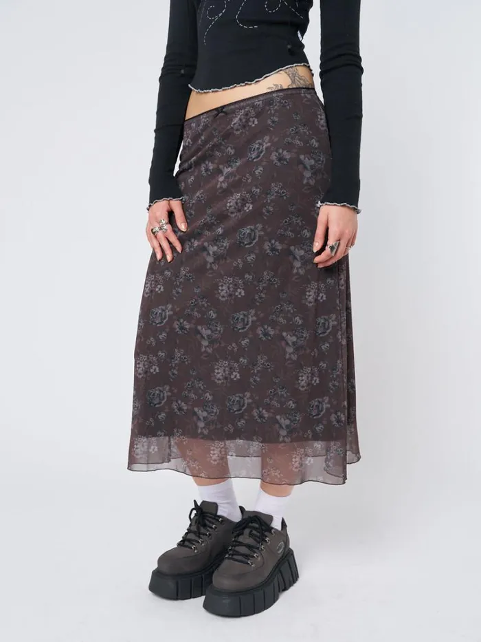 Clothing Pearl Floral Print Midi Skirt Minga London Skirts