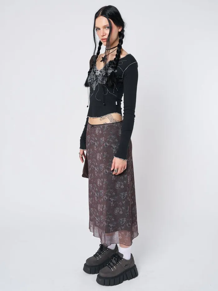 Clothing Pearl Floral Print Midi Skirt Minga London Skirts