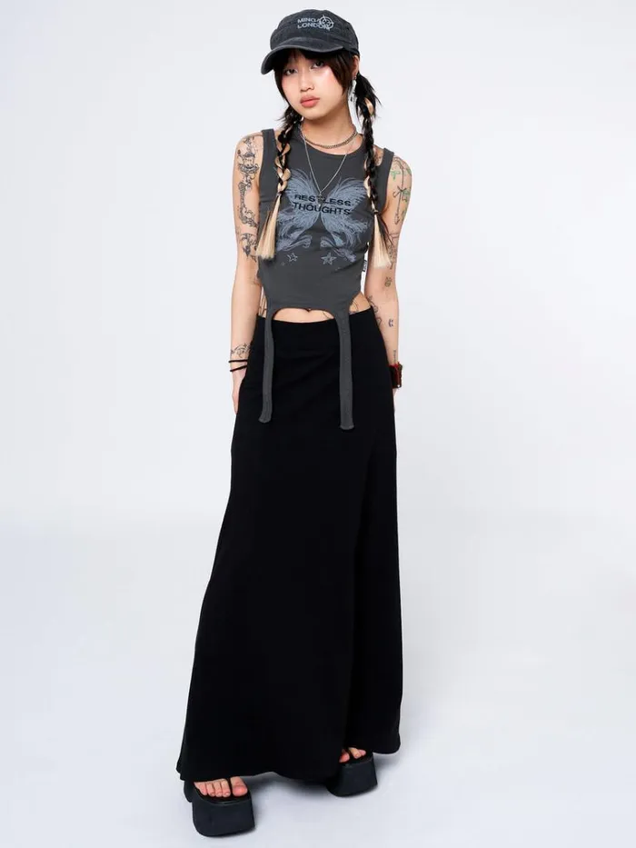 Clothing Restless Thoughts Grey Straps Top Minga London Tank Tops