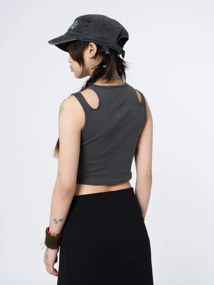 Clothing Restless Thoughts Grey Straps Top Minga London Tank Tops