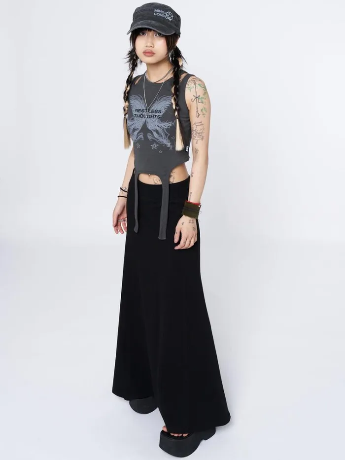 Clothing Restless Thoughts Grey Straps Top Minga London Tank Tops
