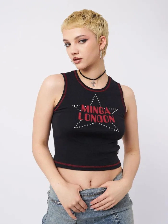 Clothing RockStar Girlfriend Vest Top Minga London Tank Tops